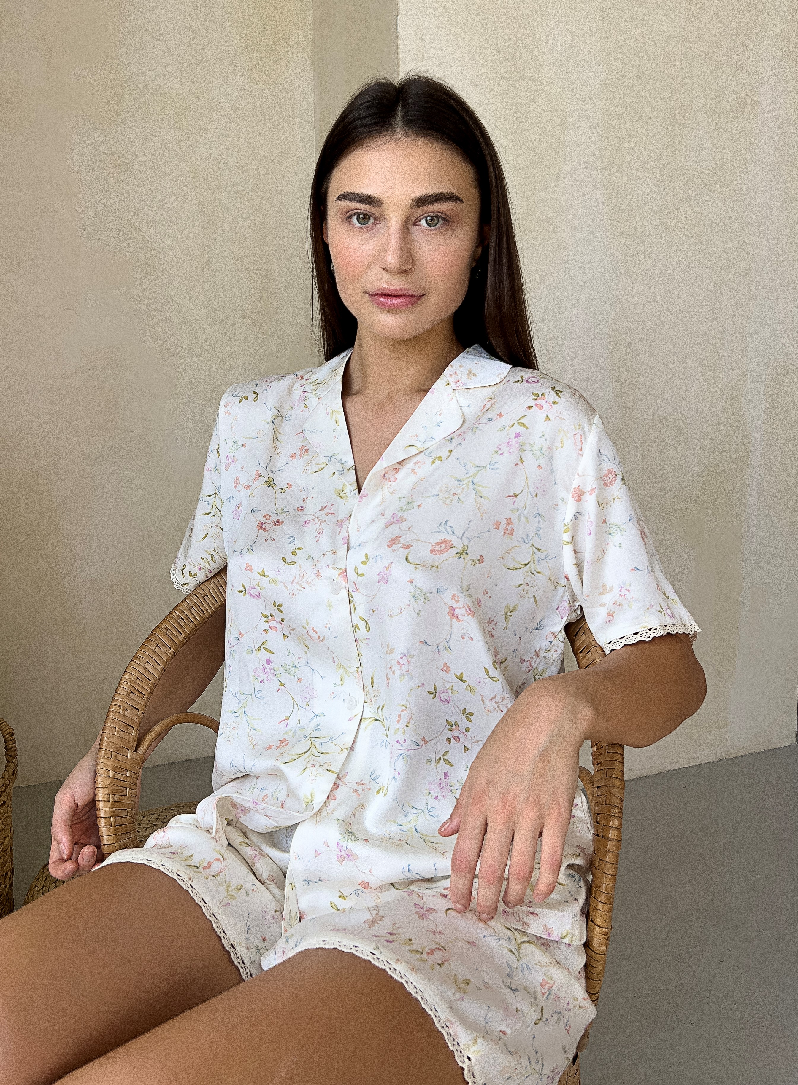 Піжама з  шортами з мереживом White Bloom